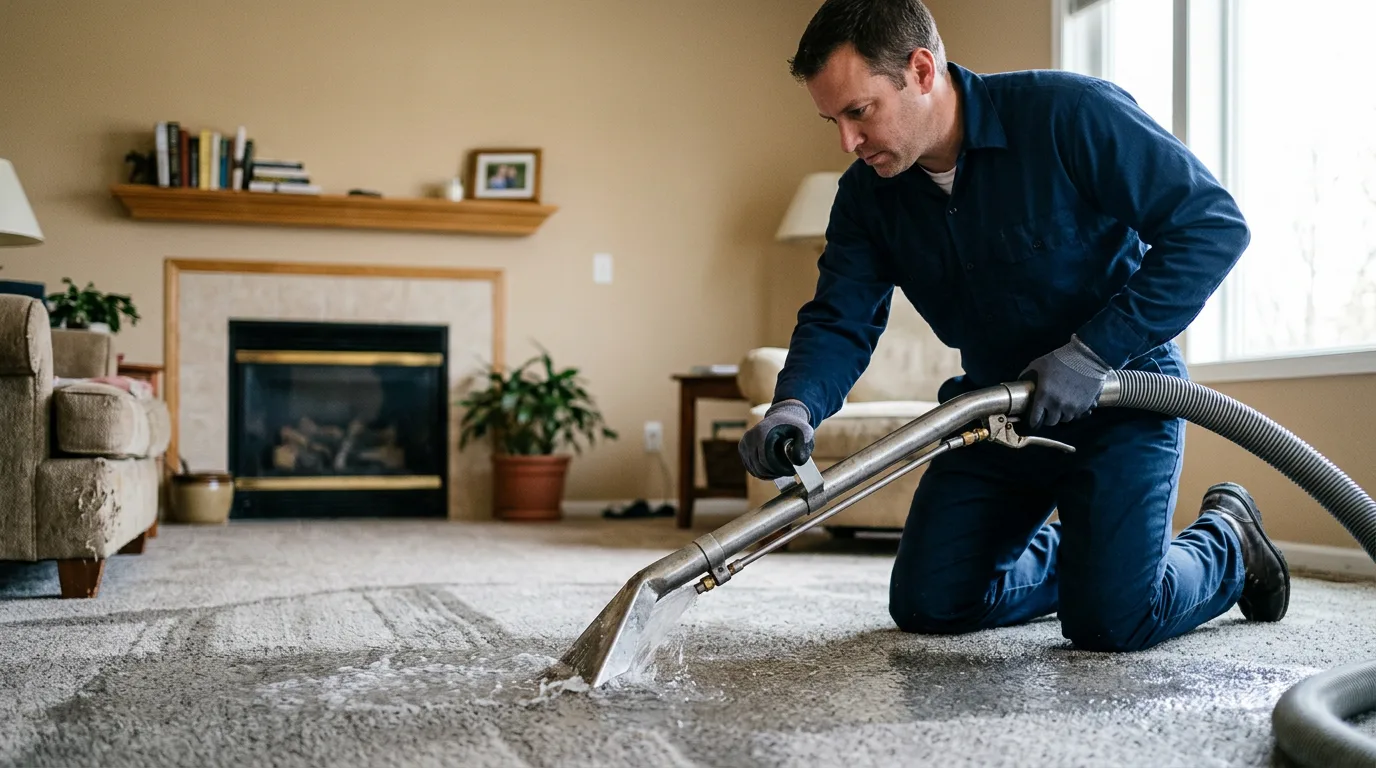 Water damage restoration technician working near Cedar Lake, IN